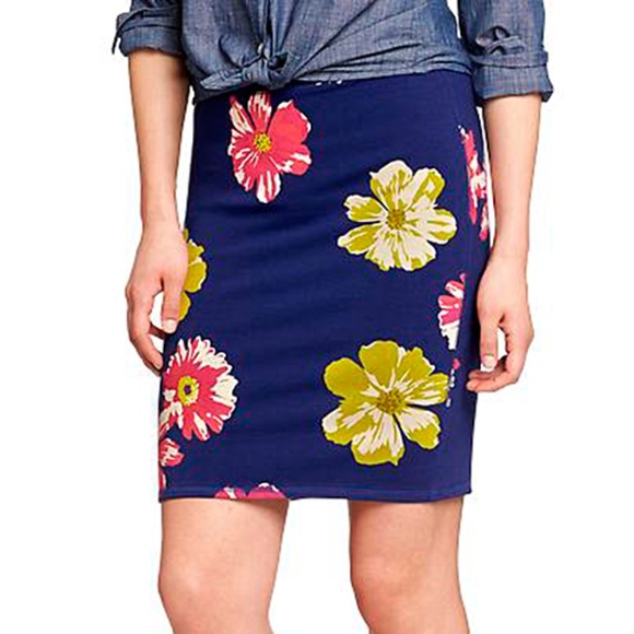 Old Navy Floral Knit Cotton Stretch Mini Skirt Sz Large - Picture 1 of 10